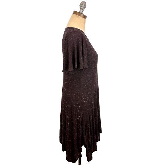 DOLAN Anthropologie Melanie Knit Dress M Flutter Sleeve Left Coast Plum EUC  B8 - Picture 3 of 6
